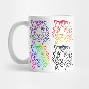 Minimal Tiger Portrait Four Colors Pop Art Mug